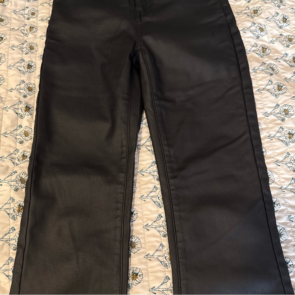 Edikted Black Leather High Waist Flare Pants - Picture 8 of 14